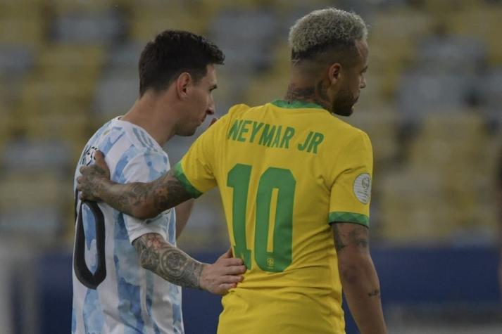 El afectuoso encuentro entre Neymar y Messi en la final de la Copa América 2021