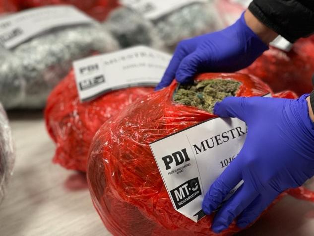 PDI detiene a dos personas en incautación de 70 kilos de marihuana