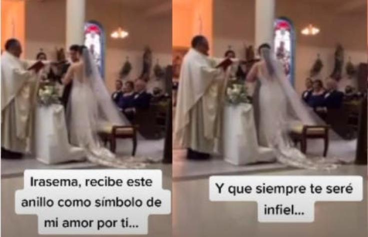 "Siempre te seré infiel": Novio se equivoca en votos durante su boda y desata las risas de invitados