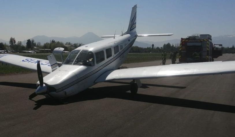 Avioneta aterrizó de emergencia en aeródromo de Tobalaba