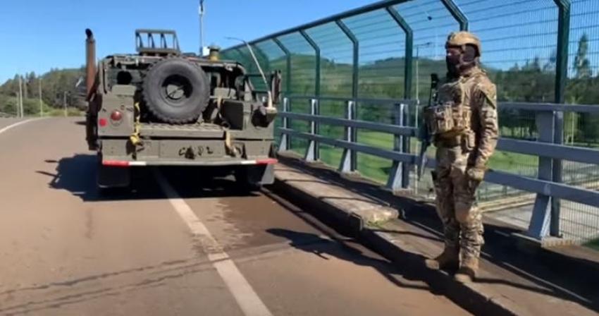 La Araucanía: Ejército apoya controles en ruta Temucuicui y helicóptero sobrevuela comunidades