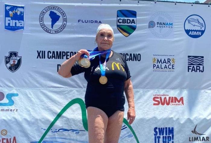 Eliana Busch, la nadadora chilena de 87 años, ganó 6 medallas de oro en Sudamericano en Brasil