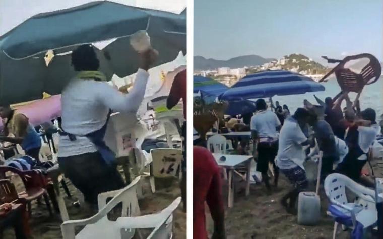 [VIDEO] Tres heridos deja una brutal pelea entre turistas y meseros en restaurante de Acapulco