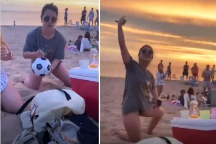 Furia en playa de Argentina: se cansó de que jugaran fútbol cerca y “apuñaló” la pelota