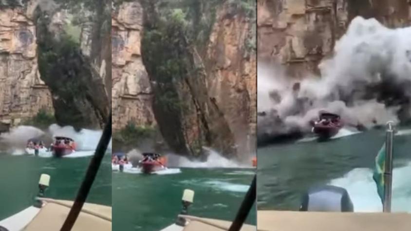 Enorme roca aplasta a turistas en lanchas en Brasil: Hay al menos siete muertos