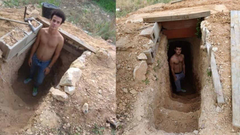 Joven hizo una cueva durante 6 años en el jardín de su casa para vivir