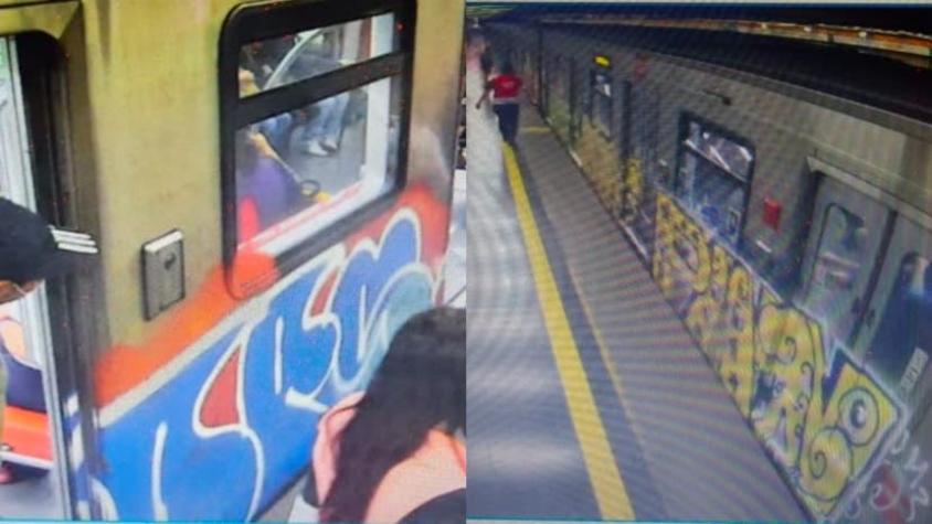 Detienen a sujeto por rayar vagones de la Línea 2 del Metro de Santiago