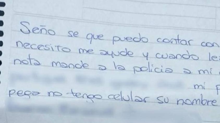 "Necesito que me ayude": Mujer usó la libreta de su hijo para denunciar violencia de su pareja