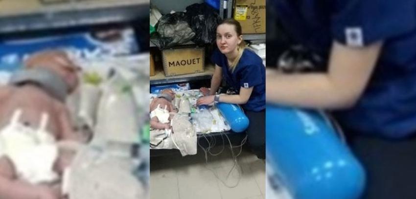 Bebés ucranianos recién nacidos son trasladados a un refugio antibombas improvisado en un hospital