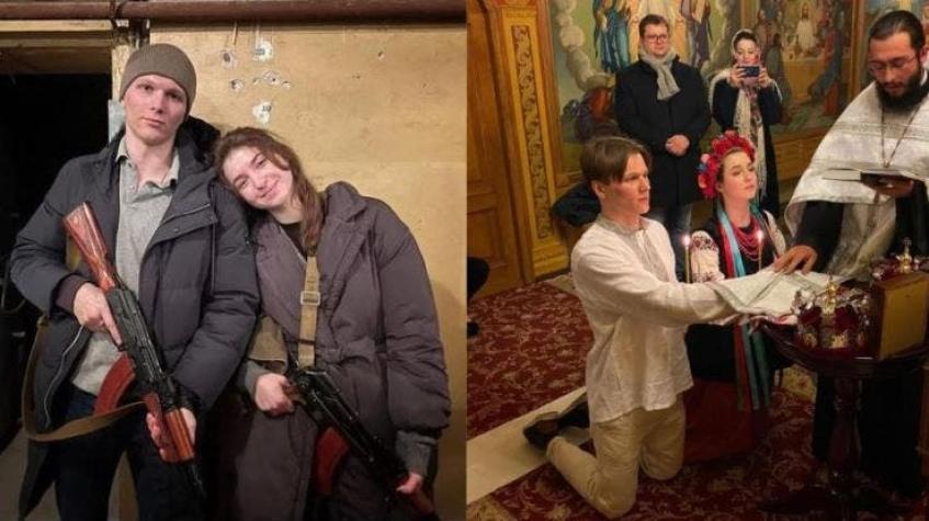 Invasión rusa: Joven pareja ucraniana se casó y al día siguiente se enlistó al ejercito