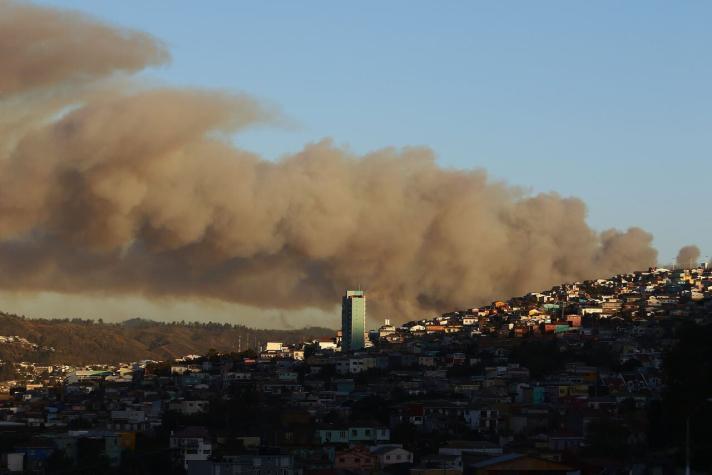 Continúan trabajando para controlar incendio forestal en Valparaíso