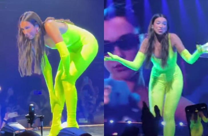 [VIDEO] Dua Lipa tuvo percance en show: se le cayó el micrófono y quedó en evidencia el playback