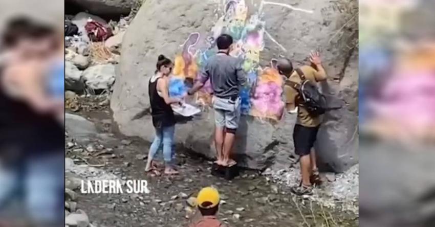 Sorprendieron a personas rayando rocas en Parque Quebrada de Macul: no han sido identificadas