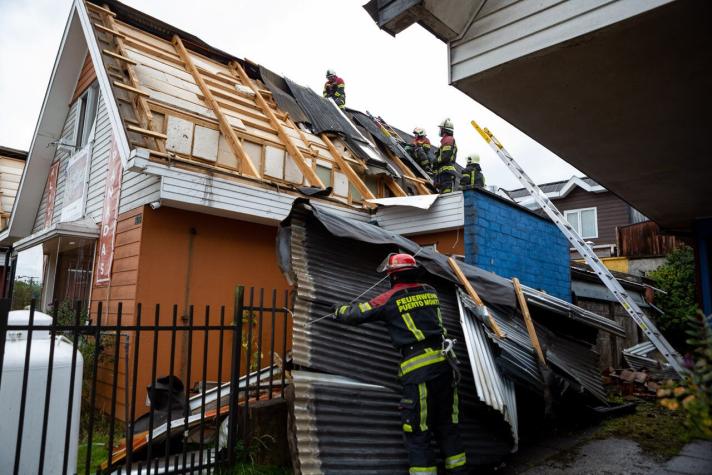 Más de 20 viviendas resultaron dañadas tras fuertes vientos en Puerto Montt