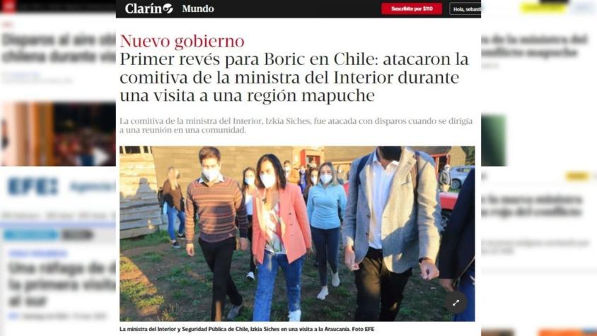 "Primer revés": La reacción de la prensa extranjera a disparos en visita de Siches a La Araucanía
