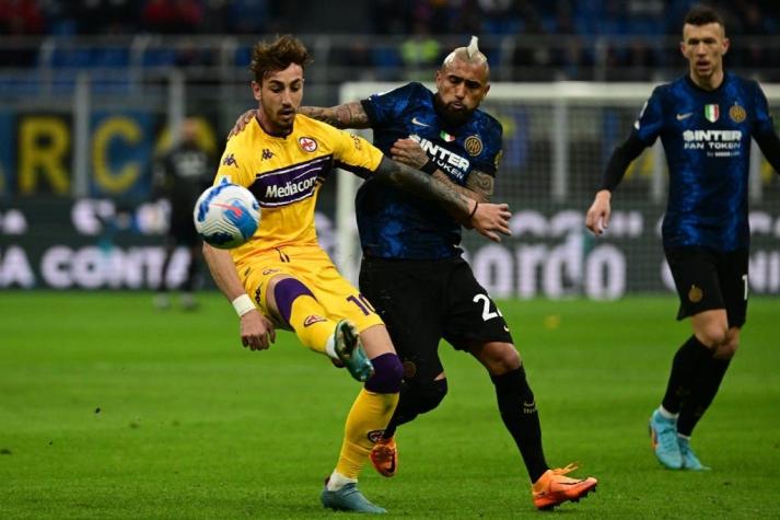 Arturo Vidal y Alexis Sánchez vieron acción en empate del Inter ante la Fiorentina