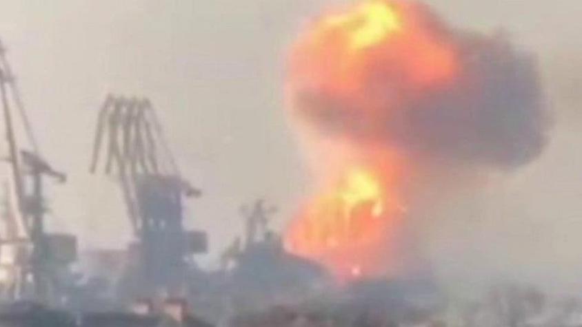 Ucrania asegura haber destruido un barco de guerra ruso en el ocupado puerto de Berdyansk