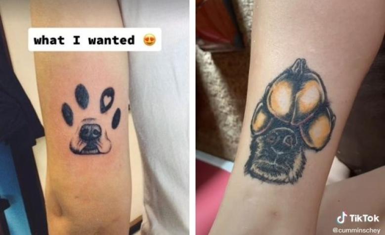 El dinero peor gastado: Tiktoker se tatuó un homenaje a su perro y salió mal
