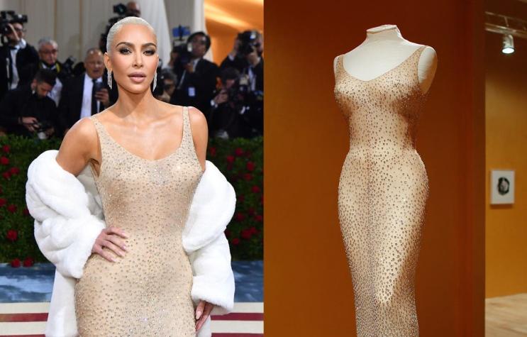 Las imágenes que muestran que Kim Kardashian dañó el vestido de Marilyn Monroe en la Met Gala