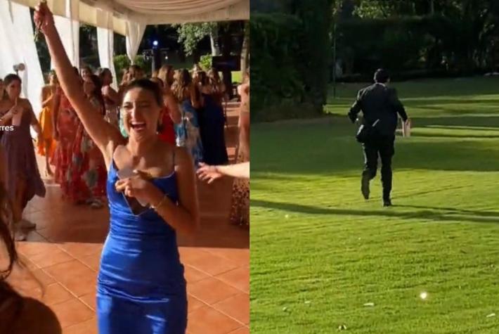 [VIDEO] Joven huyó despavorido de una boda tras ver que su pareja agarró el ramo de la novia