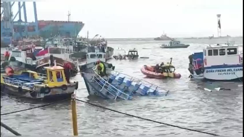 Sistema frontal en Valparaíso dejó embarcaciones hundidas y techos dañados