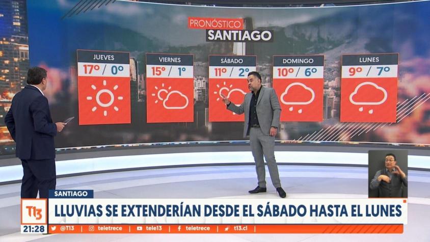 [VIDEO] Lluvias en Santiago se extenderán desde el sábado hasta el lunes