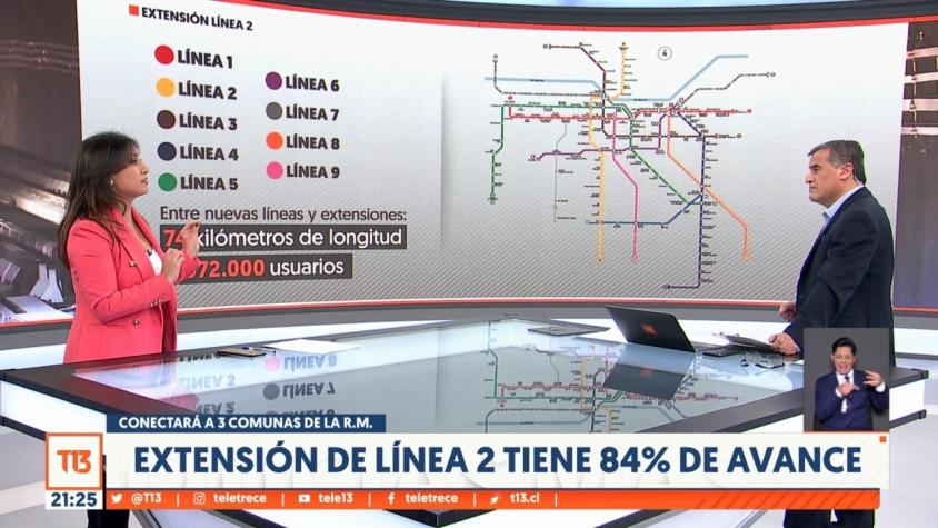 [VIDEO] Extensión de la Línea 2 tiene 84% de avance: Conectará a tres comunas de Santiago
