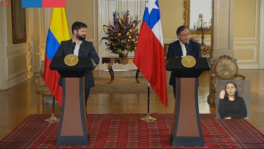 Presidente Gabriel Boric sostiene reunión bilateral con nuevo presidente colombiano, Gustavo Petro