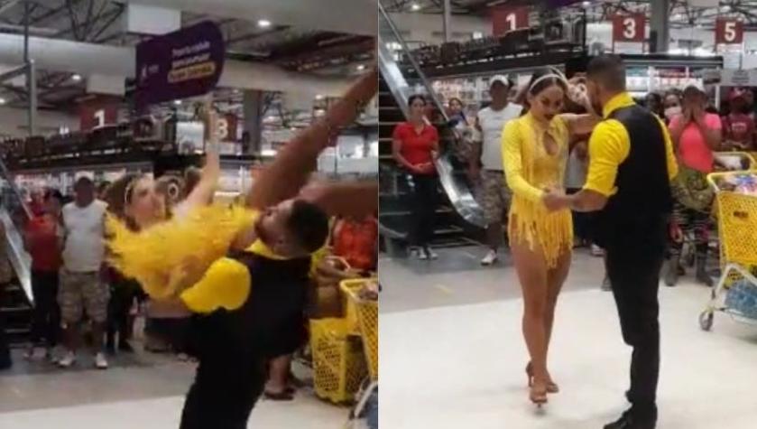 [VIDEO] Bailarina sufrió grave caída en medio de inauguración de tienda en Colombia