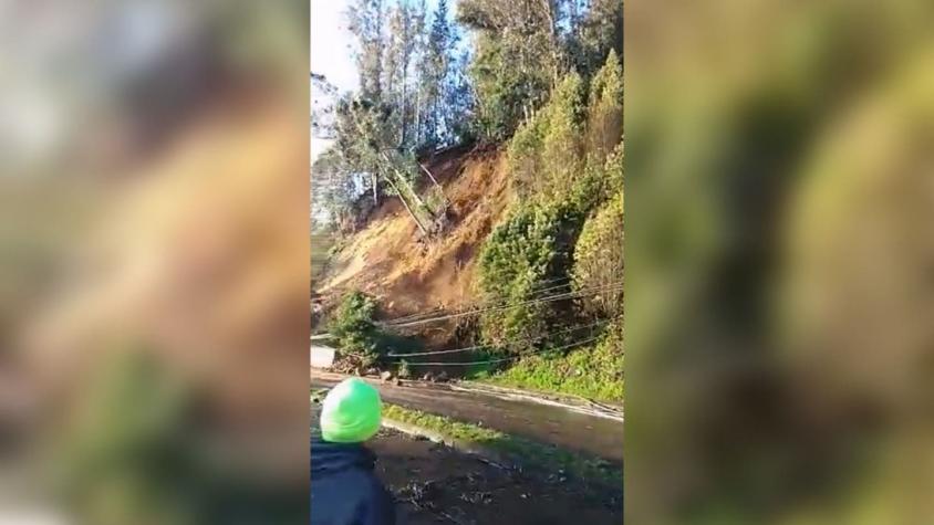 [VIDEO] El impactante deslizamiento de tierra que provocó corte de ruta en el Biobío