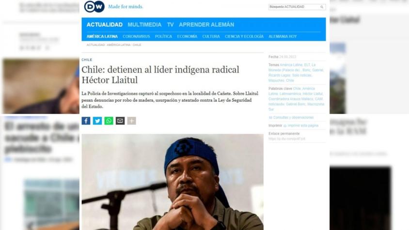 Así informó la prensa internacional la detención de Héctor Llaitul
