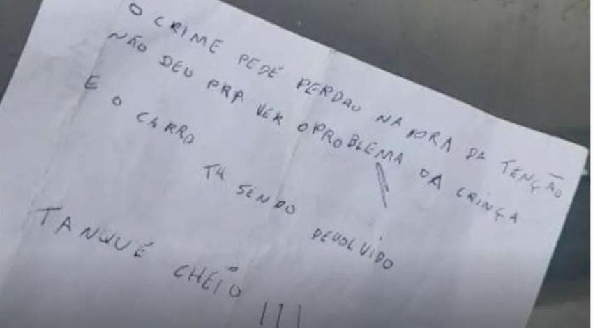 Ladrón devuelve auto robado tras encontrar silla para niño discapacitado: "El crimen pide perdón"