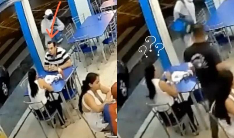 [VIDEO] Hombre abandonó a su cita y arrancó de restaurante que estaba siendo asaltado