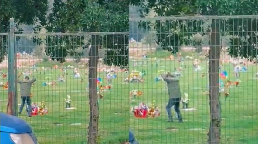 [VIDEO] "Una cueca al cielo": Hombre le baila a tumba en cementerio