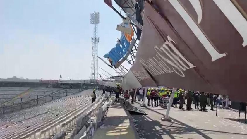 Incidentes en arengazo de Colo Colo: colapsa estructura del Monumental y hay al menos 8 lesionados
