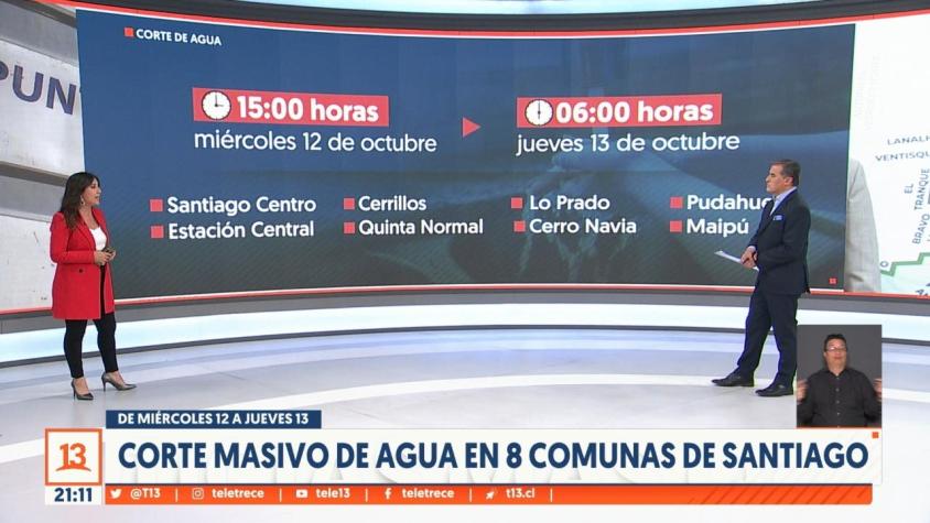 [VIDEO] Corte masivo de agua en 8 comunas de Santiago de miércoles a jueves