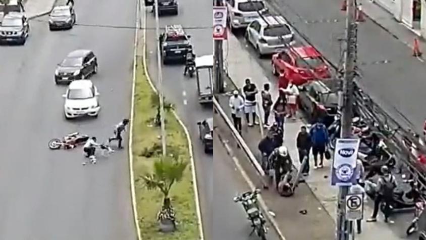 [VIDEO] Conductor atropella a "motochorros" que asaltaron a pareja de adultos mayores
