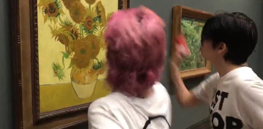 Manifestantes arrojaron sopa sobre "Los girasoles" de Van Gogh en museo de Londres