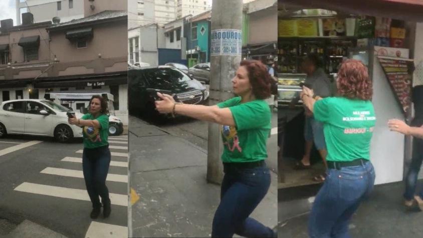 Diputada pro Bolsonado persigue con un arma de fuego a un hombre en plena calle