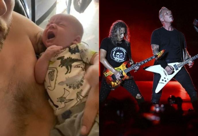 Bebé deja de llorar cuando le ponen música de Metallica y se hace viral de TikTok
