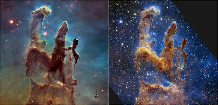 Telescopio James Webb tomó nueva imagen de los 'Pilares de la Creación' con miles de estrellas