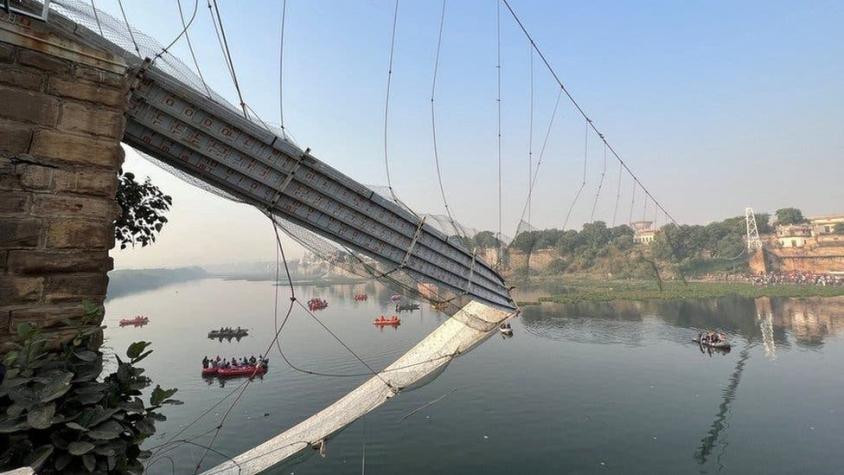 En fotos: el colapso de un puente en India que dejó más de 140 muertos