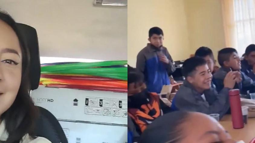 Profesora le regaló televisores a sus alumnos para que pudieran ver el Mundial de Catar