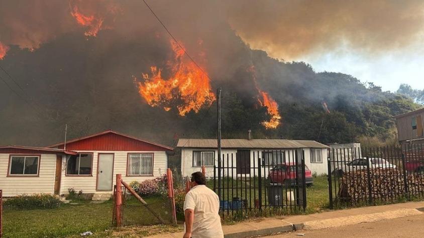 Combaten incendio forestal en Arauco: La zona es surtida de agua solo por camiones aljibe