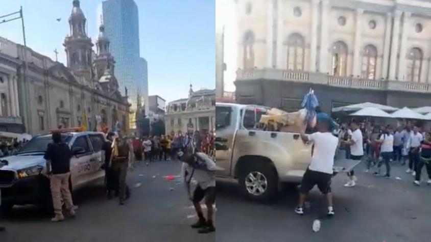 [VIDEO] Vendedores ambulantes agreden a inspectores municipales en fiscalización en Plaza de Armas
