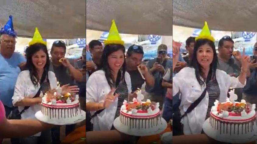 Ex convencional por cupo de la UDI celebró su cumpleaños junto a camioneros en paro