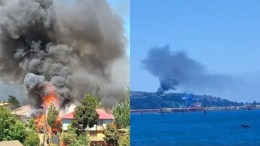 Incendio afecta viviendas del sector Los Cerros de Talcahuano