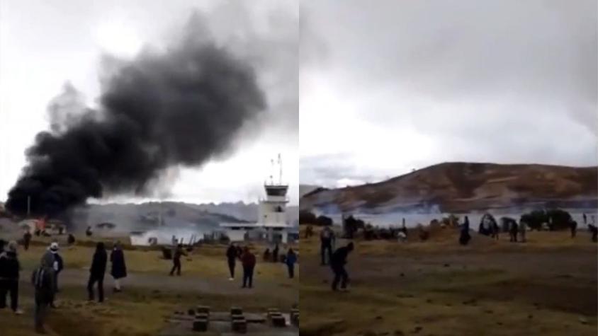 Manifestantes se toman y provocan incendio en aeropuerto de Perú: Habrían 50 rehenes