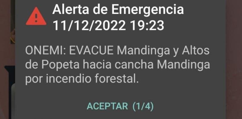 Ordenan evacuación de cuatro sectores de Melipilla por incendio forestal
