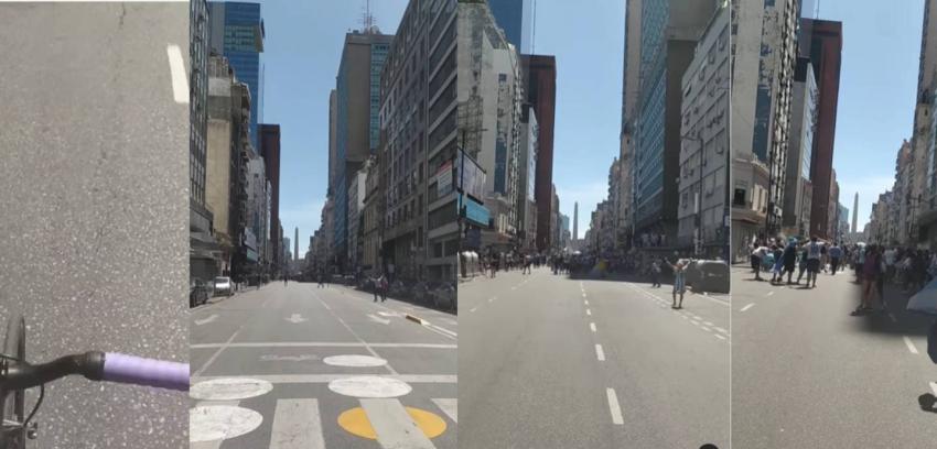 ¡Para la historia! Ciclista grabó calles de Buenos Aires durante la definición a penales de Catar